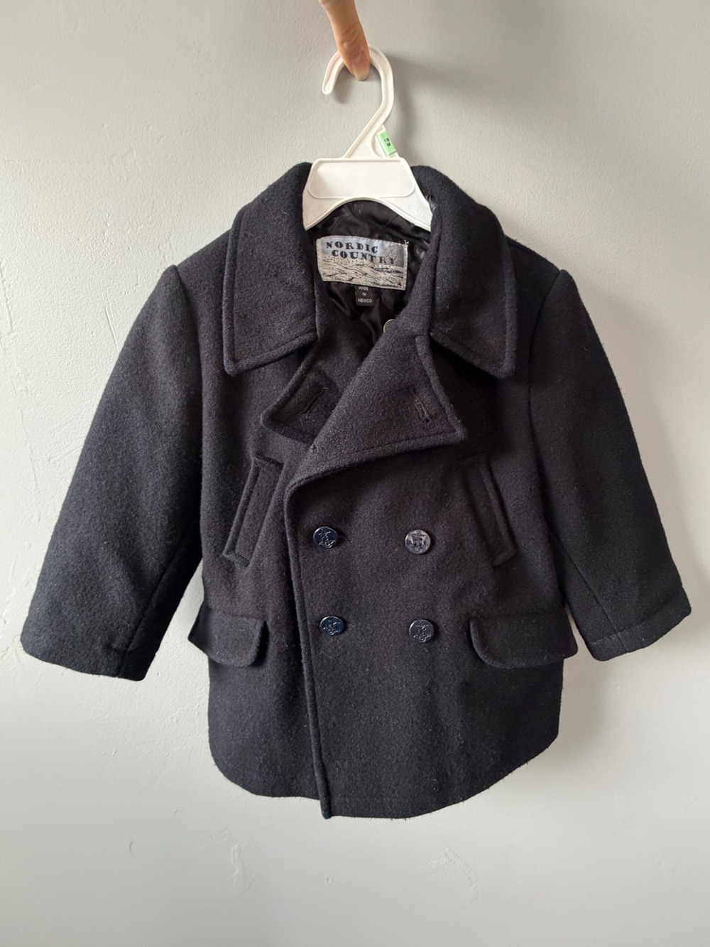 Nordic Country Wool Blend Pea Coat in Navy- 24 Months
